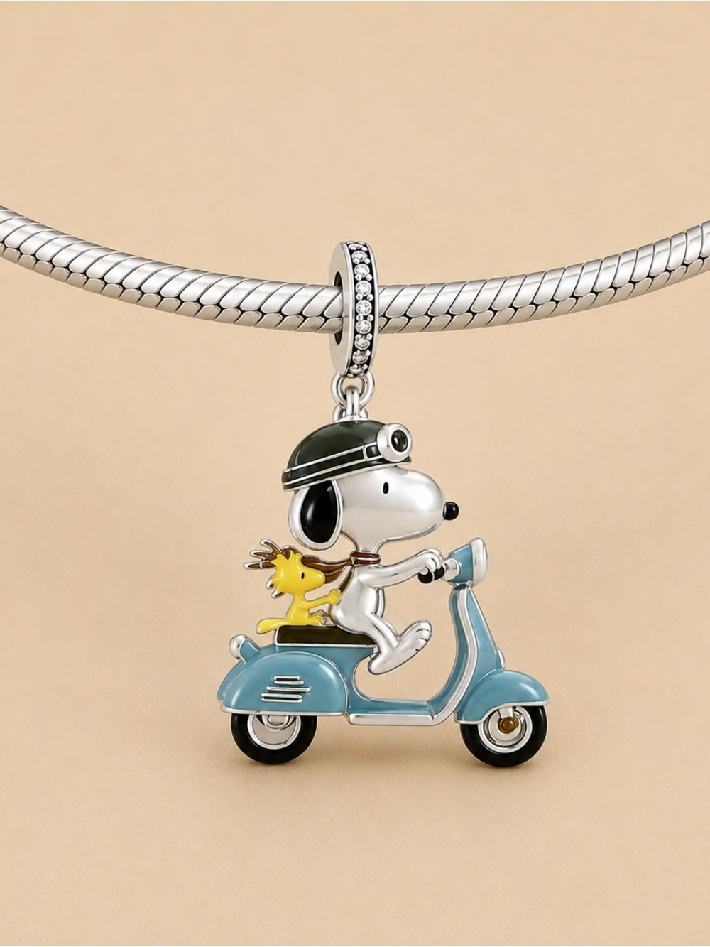 Snoopy & Woodstock Scooter Charm Pendant - Blue and Yellow - Picture 2 of 2